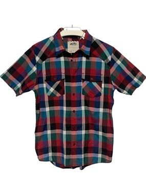 VANS Off The Wall Multicolor Plaid Short Sleeve Button Down Shirt Size M